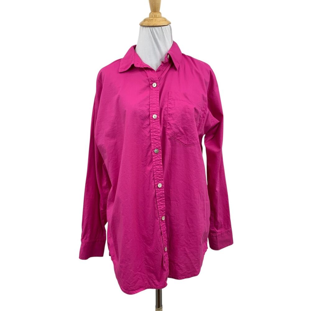 J Jill Shirt Womens S Small Pink Long Sleeve Button Up Oversized Boyfriend Top